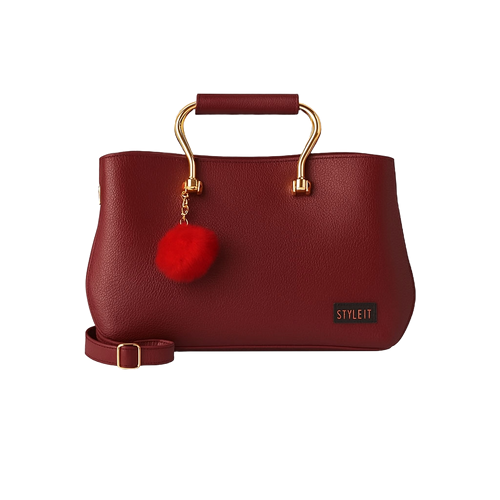 Satchel Maroon Leather Hand Bag
