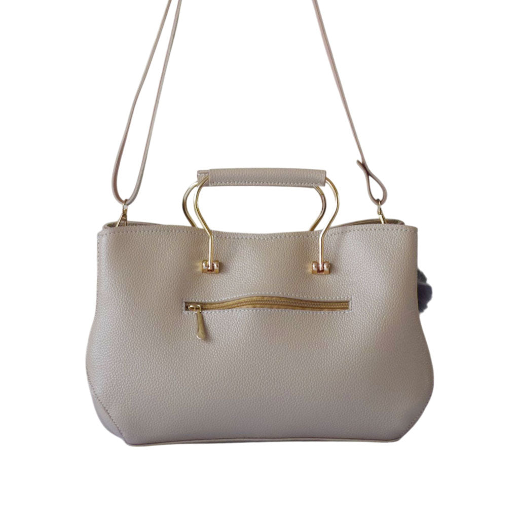 Satchel Beige Leather Hand Bag