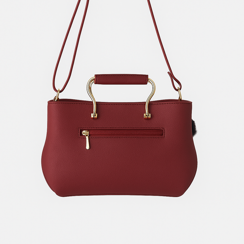 Satchel Maroon Leather Hand Bag