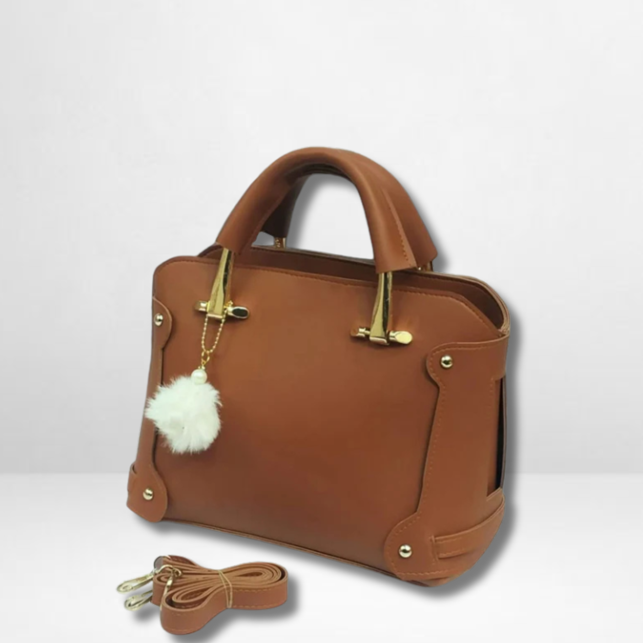 LuxeGrip Top Handle Mustard Brown HandBag