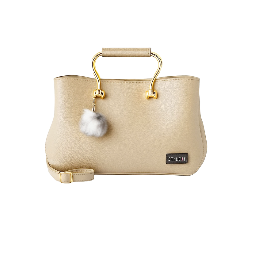 Satchel Beige Leather Hand Bag