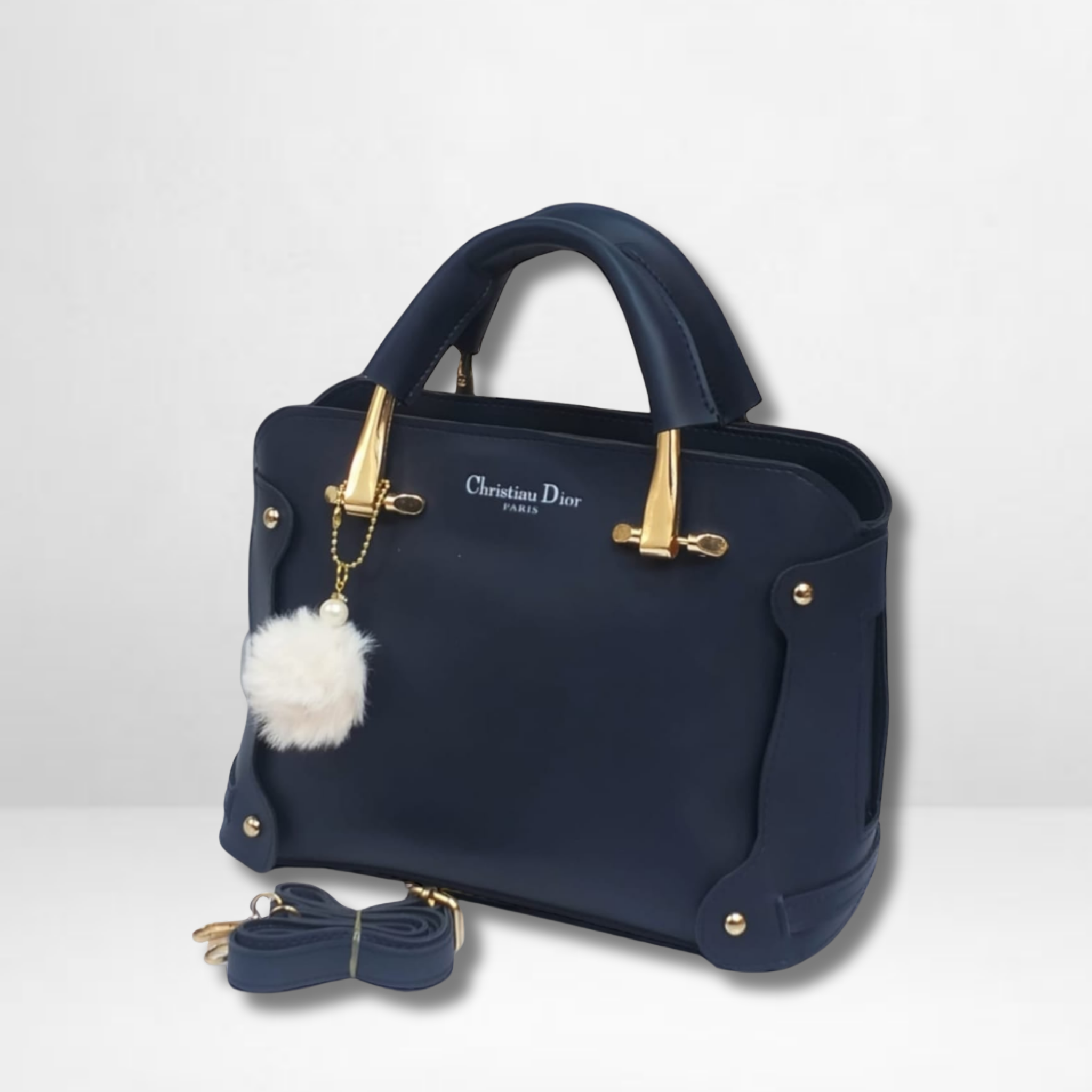 LuxeGrip Top Handle Navy Blue Hand Bag
